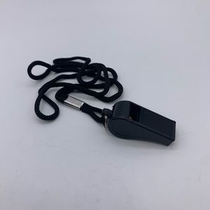 (2 Pack) Plastic Sports Whistles With 18” Lanyard-Black (NEW)